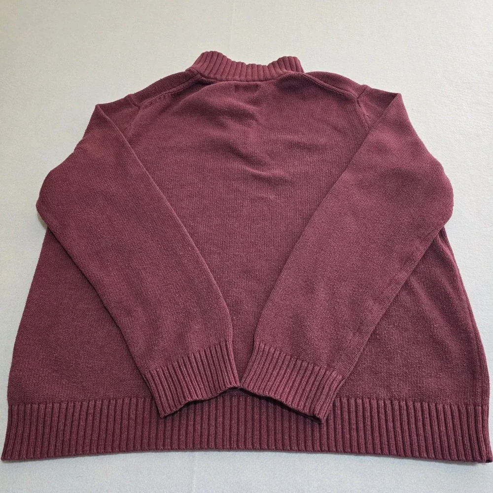 Croft & Barrow Men XXL Burgundy Sweater Quarter Zip Pullover Ribbed Cotton Blend